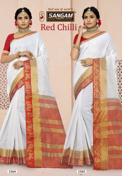 Red Chilli By Sangam Prints Cotton Festive Wear Saree Collection